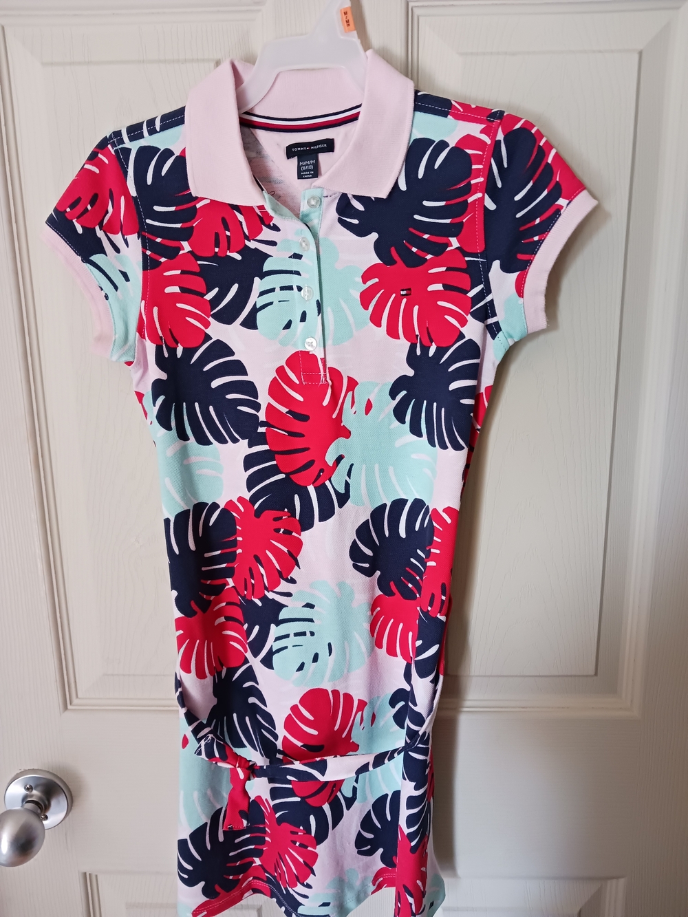 Tommy Hilfiger Pink, Red, Navy & Mint Leaf-Print Polo Mini Dress